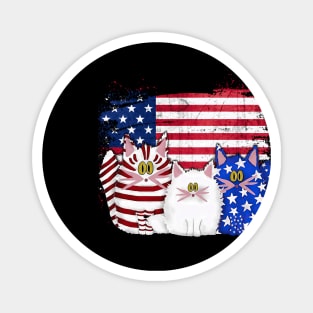 Red White Blue Cats USA Flag Firework 4th Of July Shirt Magnet